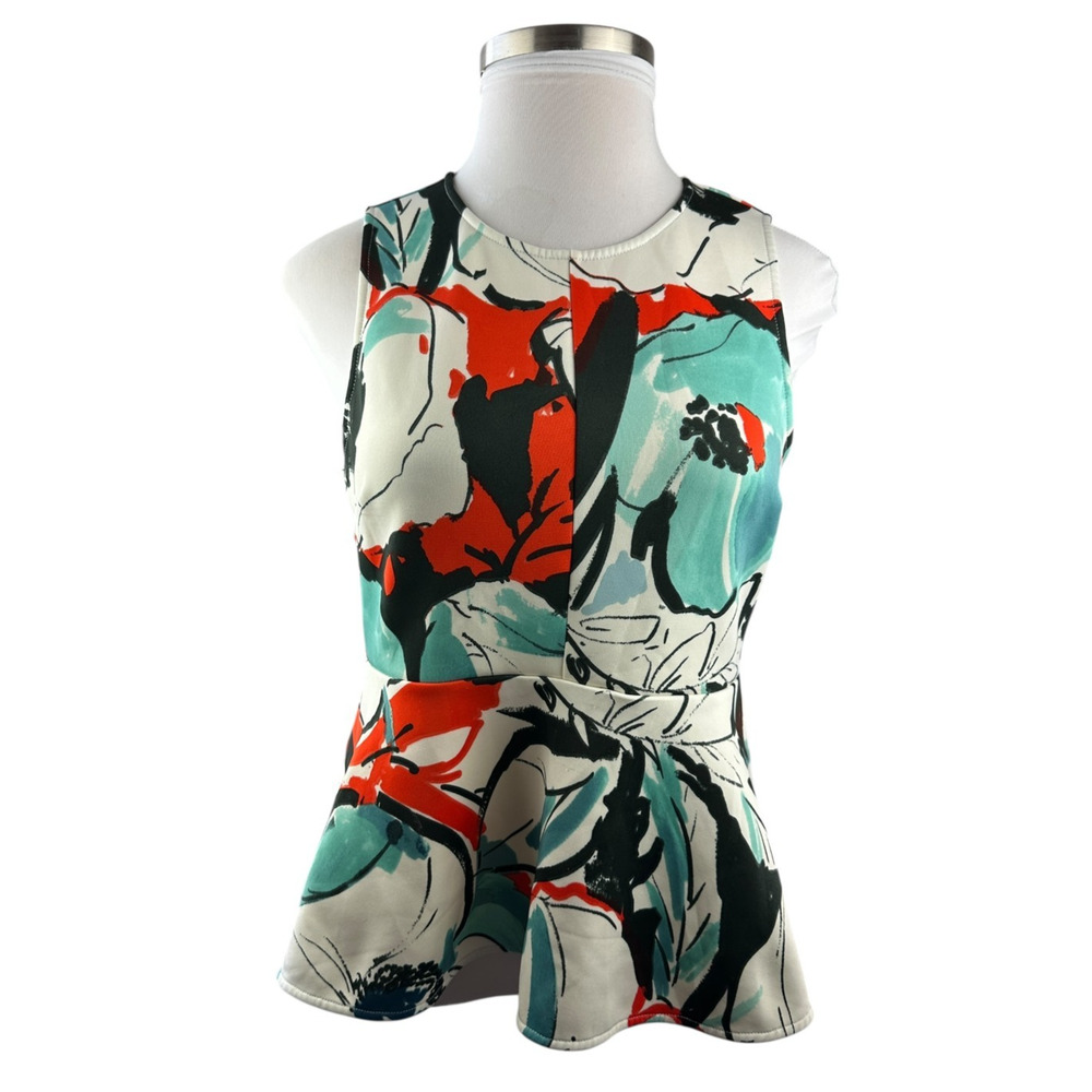 AKEMI + KIN x Anthropologie Pani Peplum Top Floral Sleeveless Scuba Women's XL - Picture 2 of 11